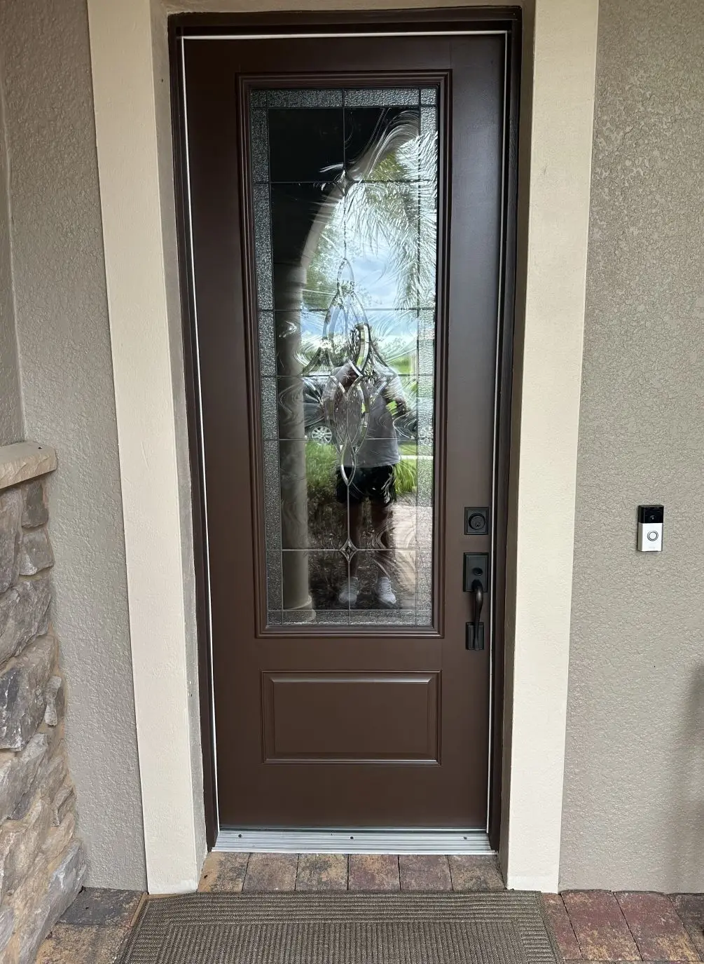A front door in Del Webb, Lakewood Ranch, after